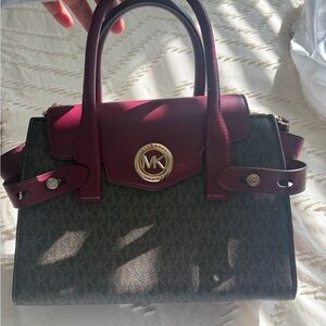 Michael Kors Wine and Dark Brown Satchel